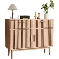 FUROKOY Sideboard Kommode Küchenschrank, Holzbeine (Buffetschrank mit 2 Türen und 2 Stauraum Schubladen), für Schlafzimmer, Wohnzimmer, Flur, 100 x 35 x 80 cm