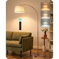 EDISHINE Stehlampe Wohnzimmer dimmbar, Standleuchte Höhenverstellbar, LED wechselbar, kaltweiß bis warmweiß dimmbar, LED Bogenlampe mit Fernbedienung