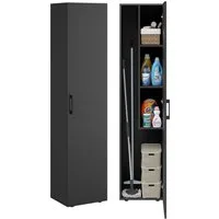 Bellamio Mehrzweckschrank Apol (Schwarz) Besenschrank mit 3 Fächern, inkl. Staubsaugerfach, robust & kratzfest