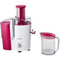 BOSCH Entsafter VitaJuice 2 MES25C0, XL-Einfüllschacht, Edelstahl-Microfilter-Sieb, 700 W, Ausgießer mit DripStop, spülmaschinengeeignet, weiß / cherry cassis