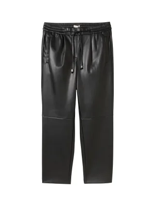 Tom Tailor - Lockere Kunstleder Hose deep black - Gr. - 28