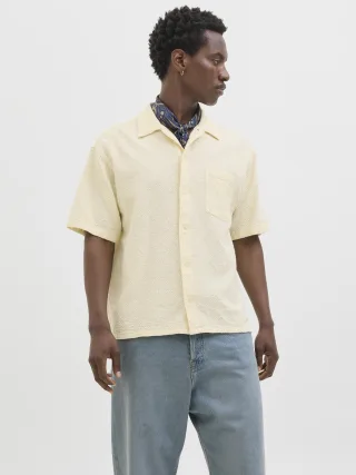 JACK&JONES - JORTAVIRA TEXTURE SHIRT SS LN antique white - Gr. - M