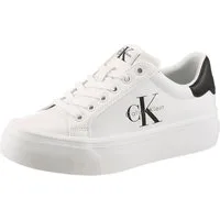 Calvin Klein VULC FLATFORM LACEUP LOW LTH Plateausneaker Schnürschuh, Halbschuh, Freizeitschuh mit seitlichem Logoschriftzug