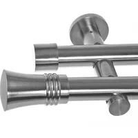 BASIT Gardinenstange Edelstahloptik 20mm mit Wandträgern 120 cm E86, Ø 20 mm, 2-läufig, verschraubt, Metall, H41 120 cm E86 Knauf