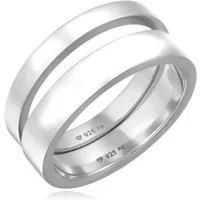 Kuzzoi Silberring Herren 925 Sterling Silber Basic 2er-Set