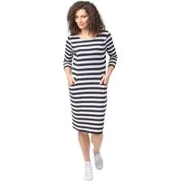 Estefania for woman Sommerkleid 176-5227, bequemes 3/4 Arm Streifenkleid 2 Eingrifftaschen