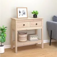 furnicato Konsolentisch Klassischer aus massivem Holz 75 x 35 x 75 cm (1-St), Flurtisch mit zwei Schubladen, Ablage und stabiler Wandhalterung