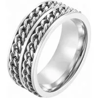 Taffstyle Fingerring Fingerring Spinner Ring Biker Doppelketten Anti Stress Meditationsring (Stilvoller Unisex Spinner Ring mit Doppelketten – Anti-Stress & Biker-Design)