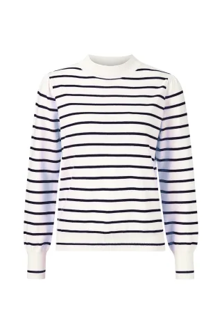 Rich & Royal - mock neck striped midnight blue - Gr. - S