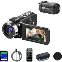 Fine Life Pro HD Camcorder mit 42MP Foto, 32GB Card, 3" HD-Display, 18X Digitalzoom Videokamera (externes Mikrofon & 90 Min. Aufnahmezeit –, Einsteigerfreundliche Videokamera für klare Aufnahmen)