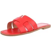Ital-Design Moderne Sandalen für Freizeit und Sommervergnügen Pantolette (89322861) Blockabsatz Pantoletten in Rot