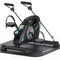 MERACH Mini-Heimtrainer Beimtrainer, Pedaltrainer, leise & gelenkschonend (Mini Bike mit Rutschfester Matte, 16-stufiger Einstellbar Widerstand, Trainingsgeräte für Zuhause mit LCD-Display, Platzsparend), inkl. 2 Widerstandsbändern und Rutschfester M