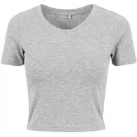 Build Your Brand Rundhalsshirt Damen Cropped Tee / Single Jersey / Kurz geschnitten
