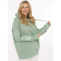 Zwillingsherz Hoodie "SMILE & LAUGH" Print am Arm und Brust, Kapuze mit bedruckter Kordel, Kängurutasche