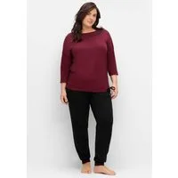 Sheego T-Shirt Langarmshirt Langarm mit Bindeband am Saum