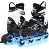 COSTWAY Rollschuhe, Einstellbare Inlineskates für Kinder, mit leuchtenden Rädern