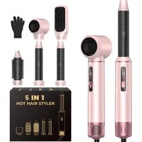 UKLISS Multihaarstyler 5-in-1 Haarstyler-Set mit LCD-Display, Airbrush, Rundbürste, Föhn, Heißluftbürste, Lockenstab & Thermobürste