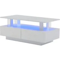 MC Star Couchtisch mit Aufbewahrungsfunktion, Acryl-LED-wohnzimmertisch, beistelltisch (doppelschichtiger rechteckiger Couchtisch mit Bluetooth-Handy-App-Steuerung, geeignet für Partys, Büros)