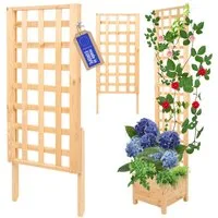 Modo24 Blumenkasten aus Holz, Pflanzkübel, Balkonkasten mit / ohne oder nur Rankgitter, Blumenkübel Holzkiste Garten Terrasse, Imprägniert Wetterfest Outdoor