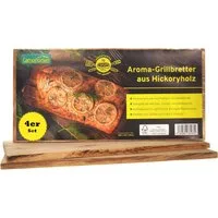 campingmann Räucherbrett XXL Räucherbretter aus Hickoryholz- Aroma Grillbretter, (Räucherplanken für Fisch, 4-St., Fleisch & BBQ – Für Gas-, Kohle- & Elektrogrill), Ideal für Fisch & Fleisch, Würziges Raucharoma, 300 x 145 x 10mm
