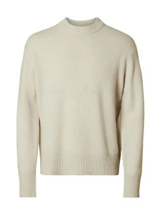 SELECTED MEN - SLMCALLE CASHMERE BLEND CREW Oatmeal - Gr. - XL