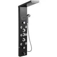 Clanmacy Duschsystem Duschpaneel Edelstahl Duschsystem Duschsäule mit 6 Funktionen, Höhe 116 cm, Regendusche, Wasserfall, Rückenmassage, Badewanne, 1,5 m Handbrause