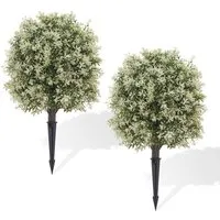 Kunstbaum 2 PCS Künstliche Boxwood Topiary Ball mit Boden Einsätze, GarveeMore
