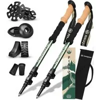 PINUQUEST Trekking-Stöcke Wanderstöcke mit 4 Aufsätzen (1 St), Teleskopstock Nordic Walking mit Aufbewahrungsbeutel, leicht, grün