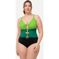 Ulla Popken Badeanzug Badeanzug Colorblocking Softcups Aussparungen