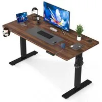 HOMAVO Schreibtisch Höhenverstellbarer schreibtisch mit Memory- und Rebound-Funktion (Sitz-Steh-Erinnerung), inkl. Kabelwanne & USB/Typ-C-Anschlüssen, Tischplatte 18 mm
