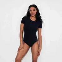 cfab (creamy fabrics) Body Crew Neck T-Shirt Bodysuit-Schwarz-L (1-tlg)