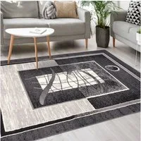 Mazovia Designteppich Modern Teppich Kurzflor Wohnzimmerteppich Robust und pflegeleicht GRAU, 60 x 100 cm, Fußbodenheizung,Allergiker geeignet,Farbecht,Pflegeleicht,Geometrisch