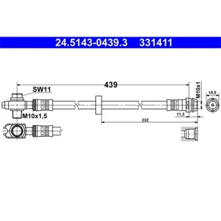 ATE Bremsschlauch vorne Audi A3 Seat Toledo II Skoda VW
