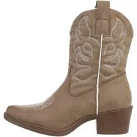 Ital-Design Damen Cowboyboots Western Westernstiefelette (87112957) Blockabsatz Western- & Bikerboots in Hellbraun