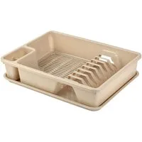 Engelland Geschirrständer Abtropfgestell, Abtropfgitter mit Wanne, für bis zu 9 Teller inkl. Besteck, spülmaschinengeeignet, BPA-frei