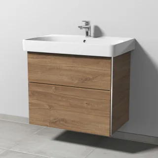 Sanipa 3way Waschtischunterbau zu Geberit Smyle Square Waschtisch mit 2 Auszügen, Eiche-Kansas BR67259
