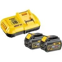 XR FLEXVOLT Akku Starterkit DCB118T2, inkl. 2x Akku 54Volt 2Ah, Set gelb/schwarz, 54Volt 2Ah oder 18Volt 6Ah, Schnellladegerät DCB118
