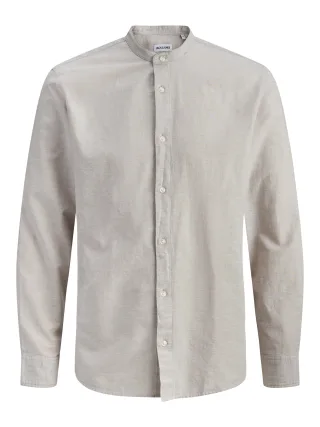 JACK&JONES - JJEBREEZE LINEN BLEND BAND SHIRT L/S JNR - Gr. - 140