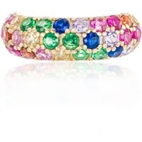 Brandlinger Ohrklemme Cuff Verona (Rainbow Stone), Silber 925 vergoldet, Bunte Zirkoniasteine