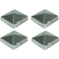 BURI Pfostenkappe 4x Edelstahl Pfostenkappe Pyramide 91x91mm Zaunkappe Zierkappe Pfahl H (4 St)