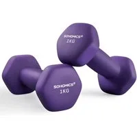 SONGMICS Kurzhantel Hanteln, 5 Gewichtsklasse, (2er Set Neopren-Beschichtung, Hantelset, Kurzhanteln, Hexagon), 2 x 1 kg, Krafttraining, Workout, Fitnesstraining, für Zuhause