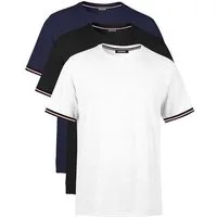 COMEOR T-Shirt Basic Herren Kurzarm Rundhalls (Packung, 3-tlg) mit gestreiften Ärmel Bündchen