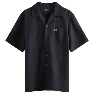 Fred Perry Strukturiertes, Leichtes, Marineblaues Urlaubshemd