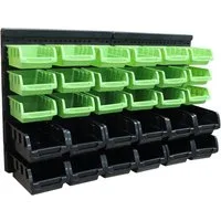 TRUTZHOLM Stapelbox 32tlg Stapelboxen mit Wandregal Set für Werkstatt Lager Schraubenbox, Schütten zum Beschriften