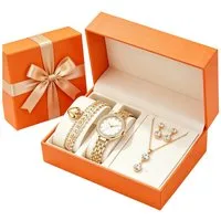 Fyrove Quarzuhr Damen Schmuck-Uhrenset Elegante Geschenkbox – Geschenk für Frauen, (mit Quarzuhr, Halskette, Ohrringen und 3 Armbändern inkl, 7-tlg., Valentinstagsgeschenk für Frauen, Weihnachtsgeschenk für Frauen)