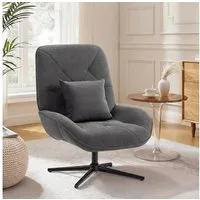 HOMCOM Relaxsessel gepolstert Sessel (Loungesessel, 1-St., Polsterstuhl), für Wohnzimmer, Schlafzimmer, Dunkelgrau