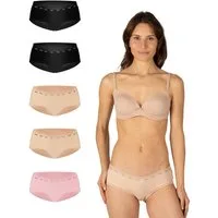 Elsie Panty mit Spitze Unterhosen Damen Slip - Stretch Baumwolle (Packung, 5-St., 5er-Packung) unsichtbar unter deiner Kleidung - Frauen Unterwäsche Hipster Short