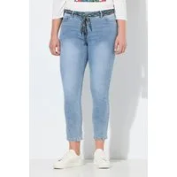 Ulla Popken Regular-fit-Jeans Jeans Sarah Tuchgürtel verkürzt schmales Bein
