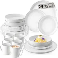 SÄNGER Tafelservice Marlo Geschirrset (24-tlg), 6 Personen, Porzellan, Marlo Kombiservice, erweiterbar, Weiß, Premium Collection