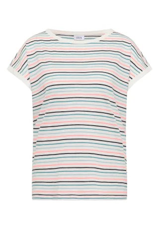 CECIL - T-Shirt mit Boat Neck und Turn-Up-Detail vanilla white - Gr. - XS